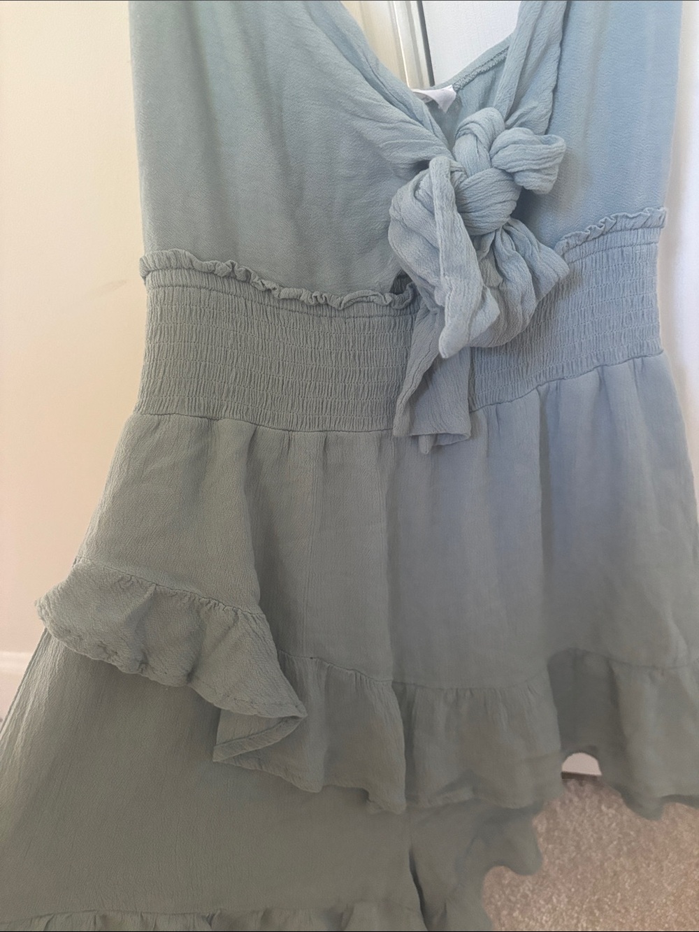 American Threads Light Blue Ruffled Sleeveless Romper - Picture 4 of 6